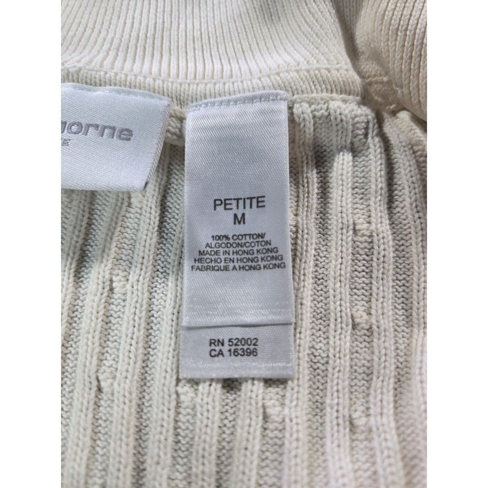 Liz Claiborne Petite Full Zip Sweater Petite Medium Ivory - Picture 10 of 11
